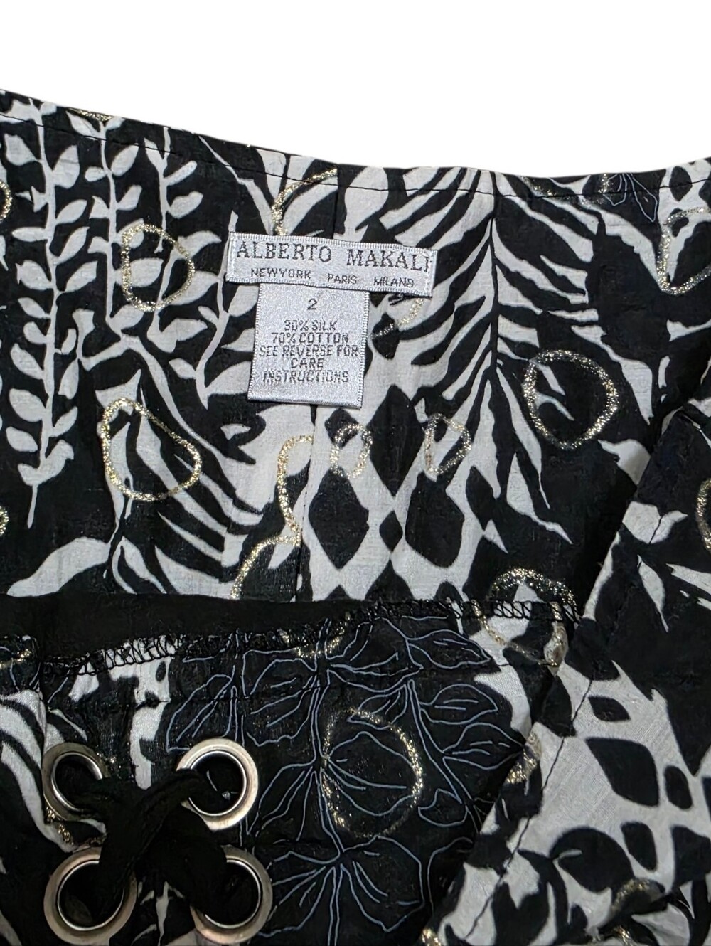 Alberto Makali silk cotton blend corset lace bubble skirt with tropical design - Picture 3 of 4